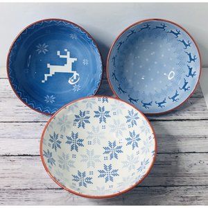 3 Blue Christmas Small bowls Ceramic Prima Design